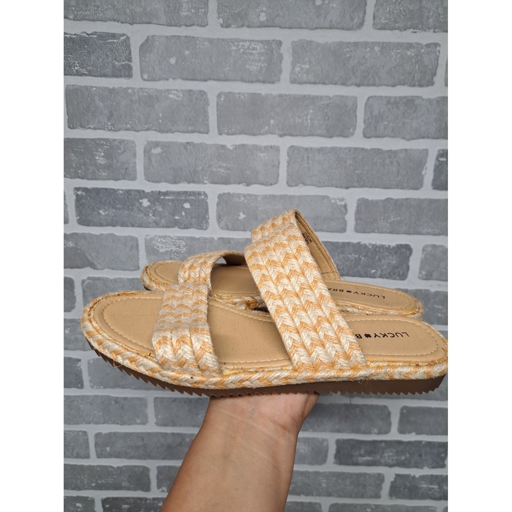 Lucky Brand Decime Espadrille Sandals Slip On Woven Jute‎ Beige tones Size 8M - Picture 4 of 13